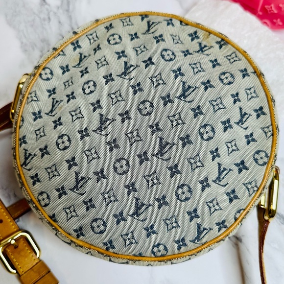 EUC Vintage Louis Vuitton Jeanne GM Blue Mini Lin Canvas Round Shoulder Bag - Picture 9 of 16